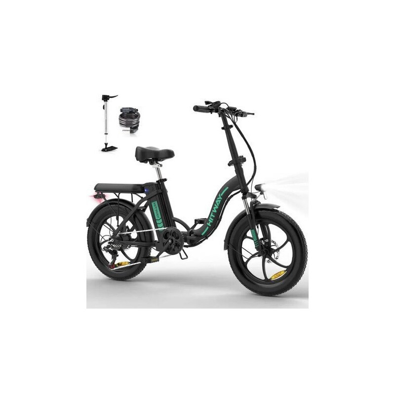 Bicicleta plegable eléctrica HITWAY 20" - Autonomie 35-90km - Batería 36V11,2Ah