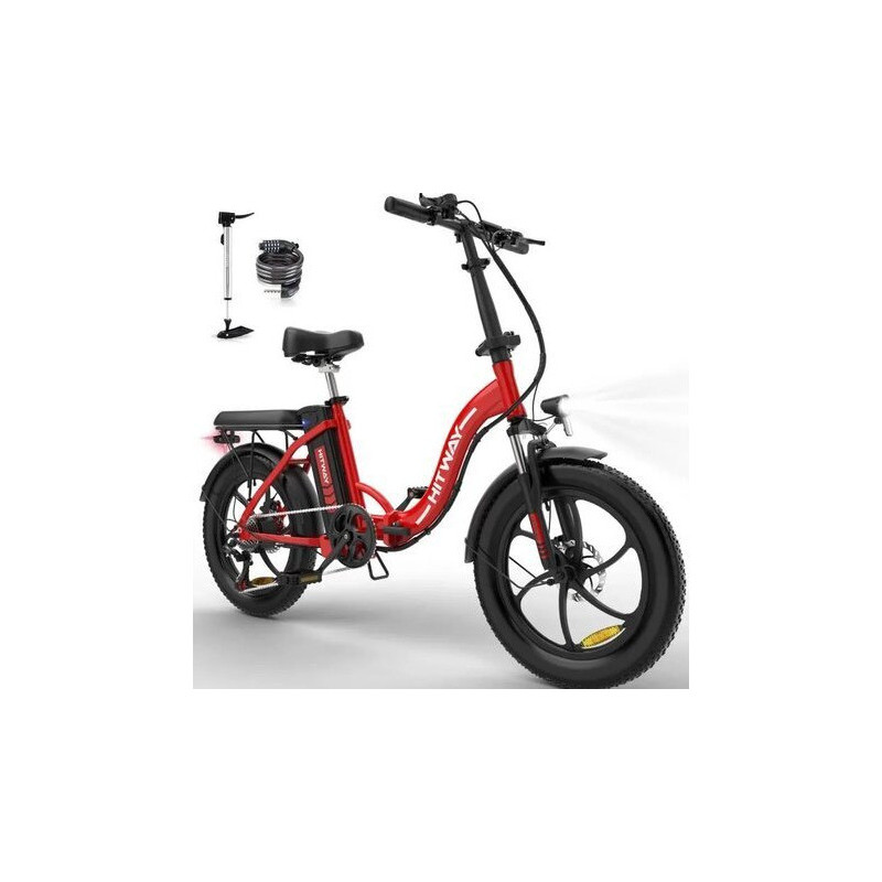 Bicicleta plegable eléctrica HITWAY 20" - Autonomie 35-90km - Batería 36V11,2Ah