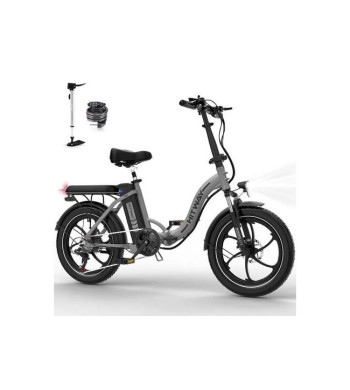 Bicicleta plegable eléctrica HITWAY 20" - Autonomie 35-90km - Batería 36V11,2Ah