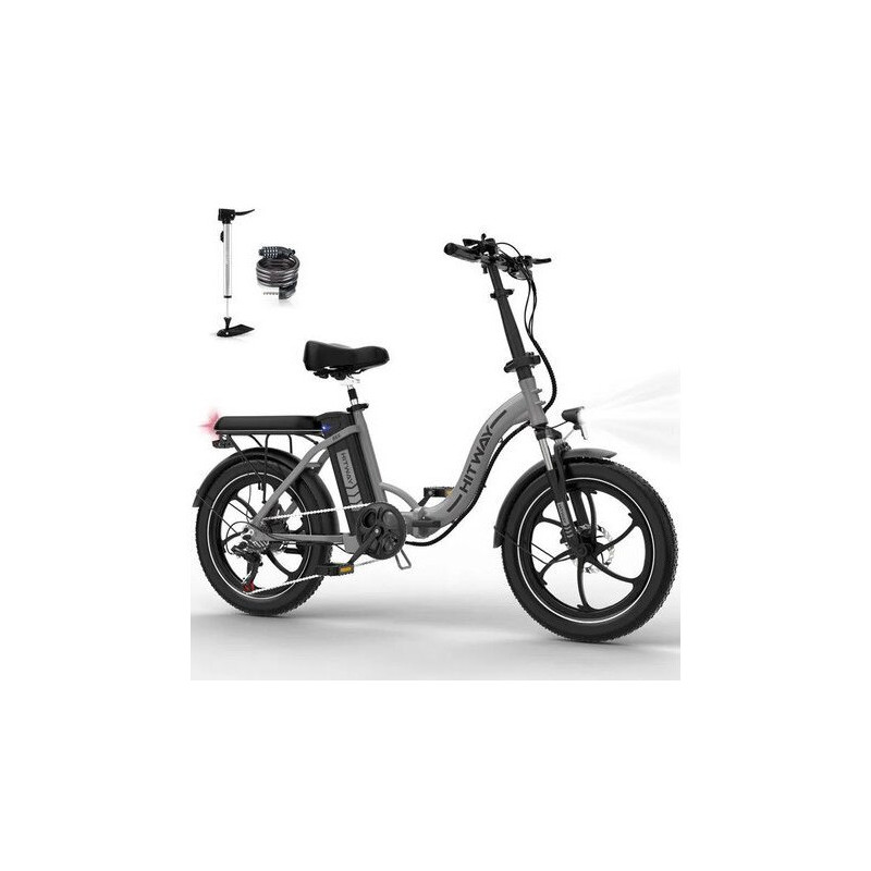 Bicicleta plegable eléctrica HITWAY 20" - Autonomie 35-90km - Batería 36V11,2Ah