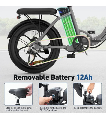 Vélo électrique pliable COLORWAY 20" - Autonomie 35-90km - Batterie 36V12Ah