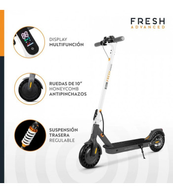 Olsson Fresh Advanced – Scooter elétrica branca de 10", alcance de 45 km